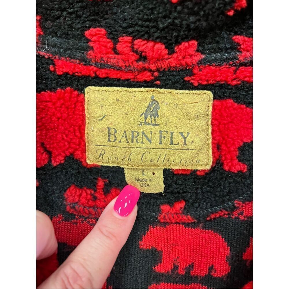 Barn Fly Red & Black Bear Pattern Button Up Sweater Vest sz L EUC - Picture 5 of 7